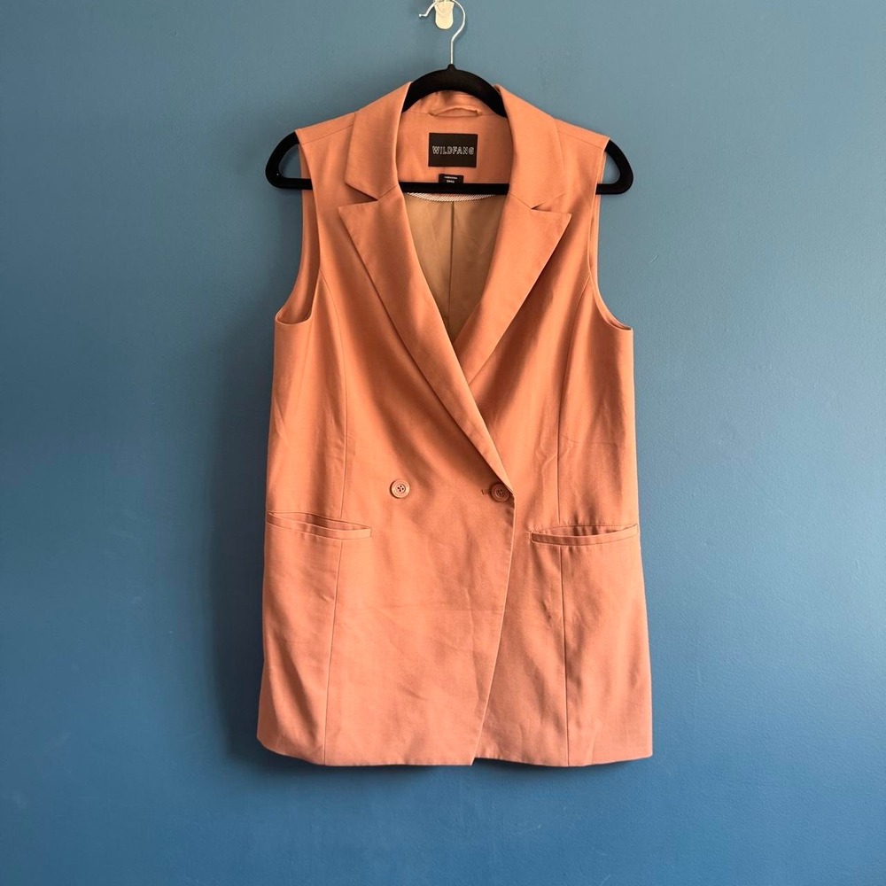 Wildfang Blazer Vest Women's Size Small Tan Mauve Office Formal Professional